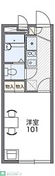 レオパレス立野 3階1Kの間取り