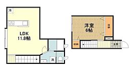 シャンブル　ピエーリオ 2階1LDKの間取り