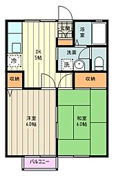 ハイツ熊川 2階2DKの間取り