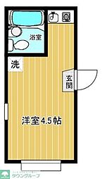 シャトー高木 2階ワンルームの間取り