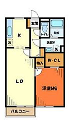 西武拝島線 玉川上水駅 徒歩22分の賃貸アパート 1階1LDKの間取り