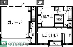 ガラージュ・ド・ルクスみゆき 2階1LDKの間取り