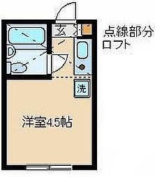 東大和ハイランド 2階ワンルームの間取り