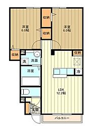 アークタウン三ツ藤 1階2LDKの間取り