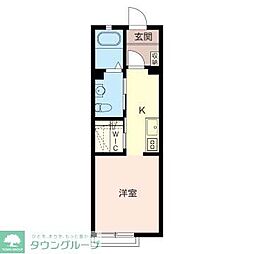 リバージュ・ヴィラ 2階1Kの間取り