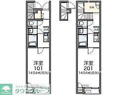 レオネクストスィングアイランド 1階1Kの間取り
