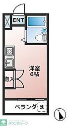 鳴海ビル 2階ワンルームの間取り