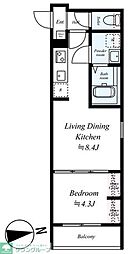 GRADUS拝島 1階1LDKの間取り