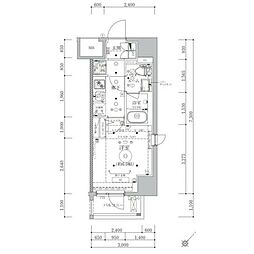 JR中央線 立川駅 徒歩10分の賃貸マンション 2階1Kの間取り