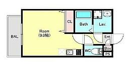 ケイグレイス福生武蔵野台 1階ワンルームの間取り