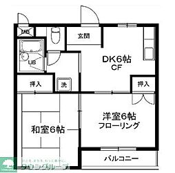 21サンハイム 1階2DKの間取り