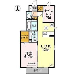 アプローズコート 1階1LDKの間取り