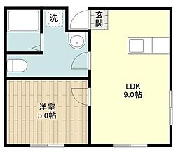 コーポレモン 2階1LDKの間取り