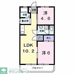 メゾン伊奈平 3階2LDKの間取り