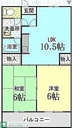 グリーンパーク田園19号 2階2LDKの間取り