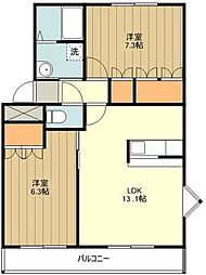 ガーデニングヒルズ 3階2LDKの間取り