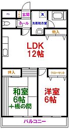 川杉マンション 1階2LDKの間取り