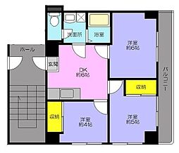 石田ビル 3階3DKの間取り