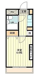 西武拝島線 玉川上水駅 徒歩15分の賃貸マンション 2階1Kの間取り