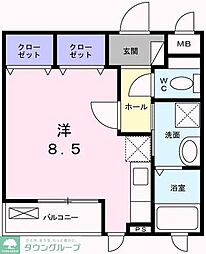 ルミエール 2階ワンルームの間取り