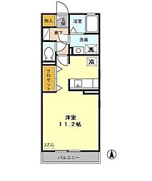 ソリアードII 2階ワンルームの間取り