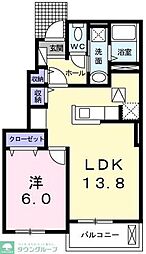 メッツ　カタクリ 1階1LDKの間取り