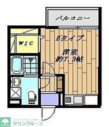 リヴテラス立川 202 2階ワンルームの間取り