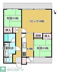 エステート河辺1号棟 2LDKの間取図画像