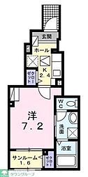 ブリュームI 1Kの間取図画像
