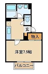 ウィステリア 1Kの間取図画像