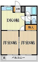 レジデンス福生 2DKの間取図画像