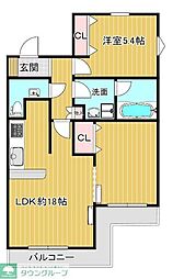 ランビニオン 1LDKの間取図画像