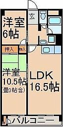 神明台住宅 2LDKの間取図画像