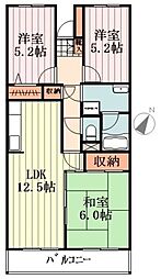 プリサヴェール 3LDKの間取図画像