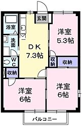 あきる野ビューラー 3DKの間取図画像