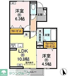 パークサイドヴィラ 2LDKの間取図画像