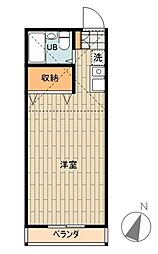 木村ハイツ ワンルームの間取図画像
