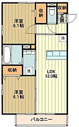 アゼリア 2LDKの間取図画像