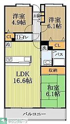 エーデルハイム小金井 3LDKの間取図画像