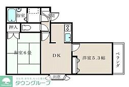 ハイツハン 2DKの間取図画像