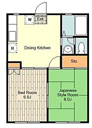 クロノス拝島町North 2DKの間取図画像