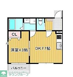 Halele'a Tachikawa 1LDKの間取図画像