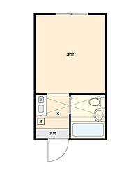シャトー河辺 ワンルームの間取図画像
