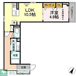 D-フルト並木町 1LDKの間取図画像