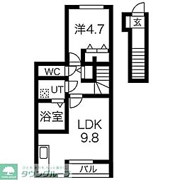 さくらSouth 1LDKの間取図画像