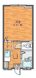 ルミエール宮寺 1Kの間取図画像