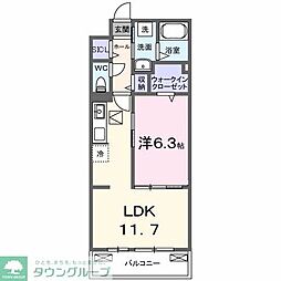 ベル ブライト 1LDKの間取図画像