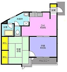 ハイツ下田 2DKの間取図画像