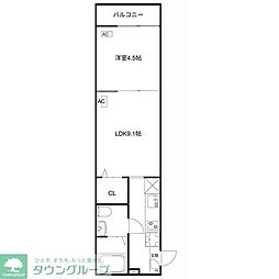 MQuarto福生 1Kの間取図画像