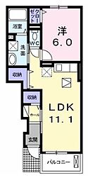 ベルジュネス1 1LDKの間取図画像
